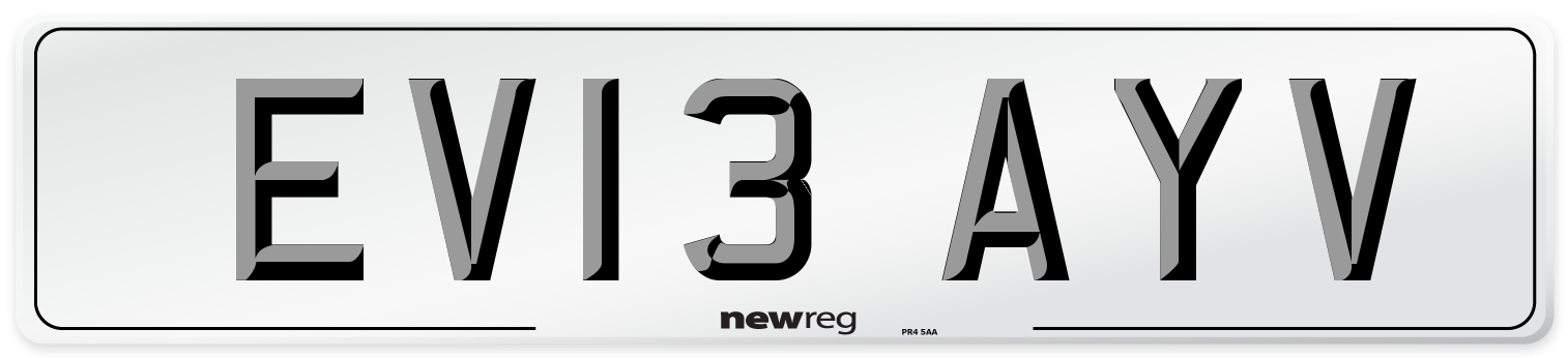 EV13 AYV Number Plate from New Reg